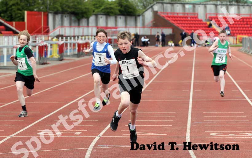Cameron McKnight (Darlington Harriers) wins the  under-13 100 metres, 2012 North Eastern Championships.